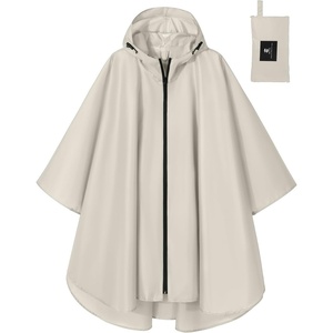image:imageSaphiRose Lightweight Waterproof Rain Poncho for Adults with Hood Portable Rainwear for OutdoorBeige
