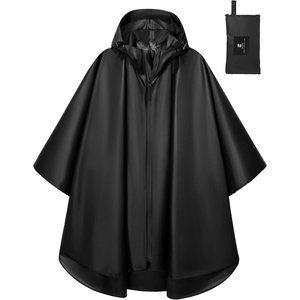 image:imageSaphiRose Lightweight Waterproof Rain Poncho for Adults with Hood Portable Rainwear for OutdoorBlack