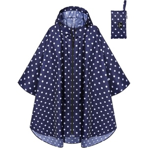 image:imageSaphiRose Lightweight Waterproof Rain Poncho for Adults with Hood Portable Rainwear for OutdoorBlue Dot