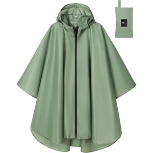 image:imageSaphiRose Lightweight Waterproof Rain Poncho for Adults with Hood Portable Rainwear for OutdoorLight Green