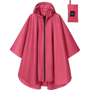 image:imageSaphiRose Lightweight Waterproof Rain Poncho for Adults with Hood Portable Rainwear for OutdoorRose Red