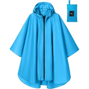 image:imageSaphiRose Lightweight Waterproof Rain Poncho for Adults with Hood Portable Rainwear for OutdoorSky Blue