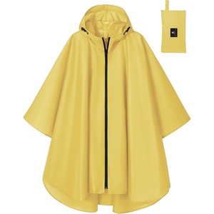 image:imageSaphiRose Lightweight Waterproof Rain Poncho for Adults with Hood Portable Rainwear for OutdoorYellow
