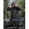 image:imageSaphiRose Mens Packable Waterproof Rain Jacket Hooded Raincoat  Hiplength Lightweight Taped seams Tearresistant Vented back Hiking Travel Camping Working Commute Walking DogBlack