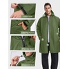 image:imageSaphiRose Mens Packable Waterproof Rain Jacket Hooded Raincoat  Hiplength Lightweight Taped seams Tearresistant Vented back Hiking Travel Camping Working Commute Walking DogArmy Green