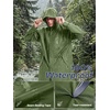 image:imageSaphiRose Mens Packable Waterproof Rain Jacket Hooded Raincoat  Hiplength Lightweight Taped seams Tearresistant Vented back Hiking Travel Camping Working Commute Walking DogArmy Green