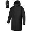 image:imageSaphiRose Mens Packable Waterproof Rain Jacket Hooded Raincoat  Hiplength Lightweight Taped seams Tearresistant Vented back Hiking Travel Camping Working Commute Walking DogBlack