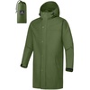 image:imageSaphiRose Mens Packable Waterproof Rain Jacket Hooded Raincoat  Hiplength Lightweight Taped seams Tearresistant Vented back Hiking Travel Camping Working Commute Walking DogArmy Green