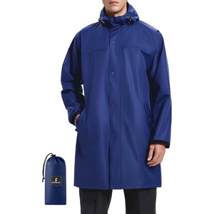 image:imageSaphiRose Mens Packable Waterproof Rain Jacket Hooded Raincoat  Hiplength Lightweight Taped seams Tearresistant Vented back Hiking Travel Camping Working Commute Walking DogNavy
