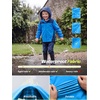 image:imageSaphiRose Kids Waterproof Rain Jacket Lightweight Raincoat  for Boys and Girls Soft Water Resistant Breathable Hooded Name Label School Commute Outdoor Play Camping TravelBluenavy