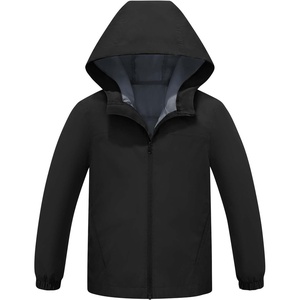 image:imageSaphiRose Kids Waterproof Rain Jacket Lightweight Raincoat  for Boys and Girls Soft Water Resistant Breathable Hooded Name Label School Commute Outdoor Play Camping TravelBlack