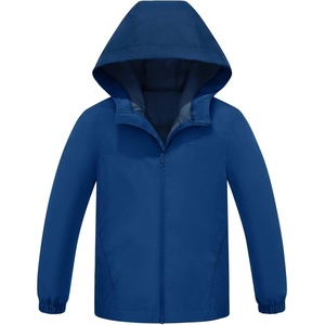 image:imageSaphiRose Kids Waterproof Rain Jacket Lightweight Raincoat  for Boys and Girls Soft Water Resistant Breathable Hooded Name Label School Commute Outdoor Play Camping TravelNavy