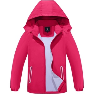 image:imageSaphiRose Kids Waterproof Rain Jacket Mesh Lined with Removable Hood  Lightweight rain coat windproof breathable school camping travel outdoor play boys and girlsRaspberry Pink