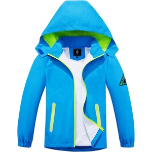 image:imageSaphiRose Kids Waterproof Rain Jacket Mesh Lined with Removable Hood  Lightweight rain coat windproof breathable school camping travel outdoor play boys and girlsSky Blue