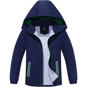 image:imageSaphiRose Kids Waterproof Rain Jacket Mesh Lined with Removable Hood  Lightweight rain coat windproof breathable school camping travel outdoor play boys and girlsNavy
