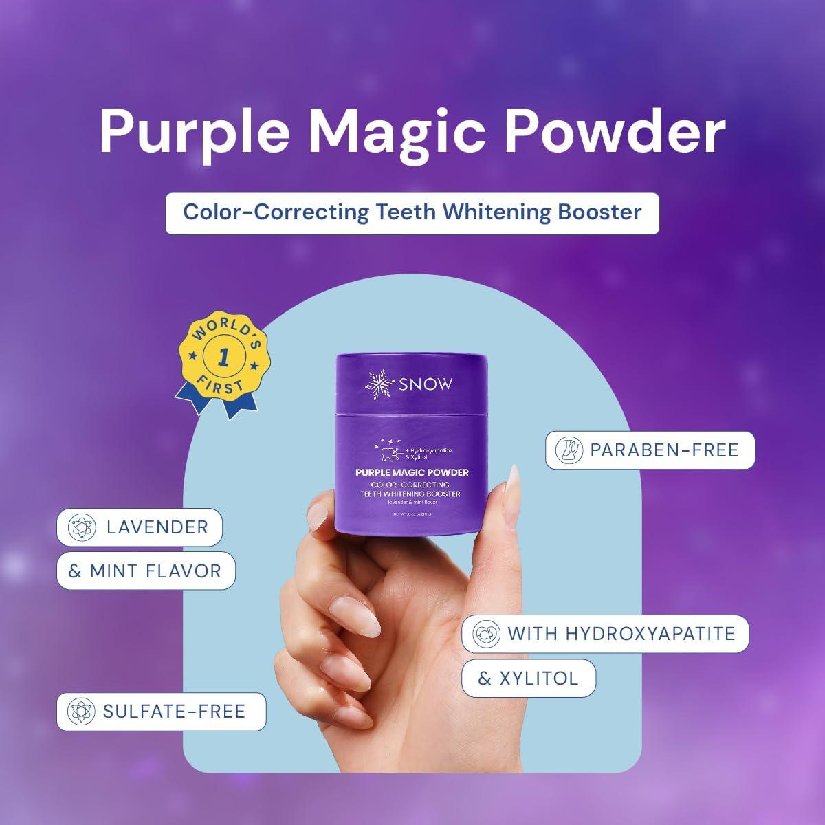 imageSNOW Purple Magic Powder  Purple Teeth Whitening Powder Color Correcting with Hydroxyapatite Stain Removal Color Corrector and Toothpaste Booster  18g