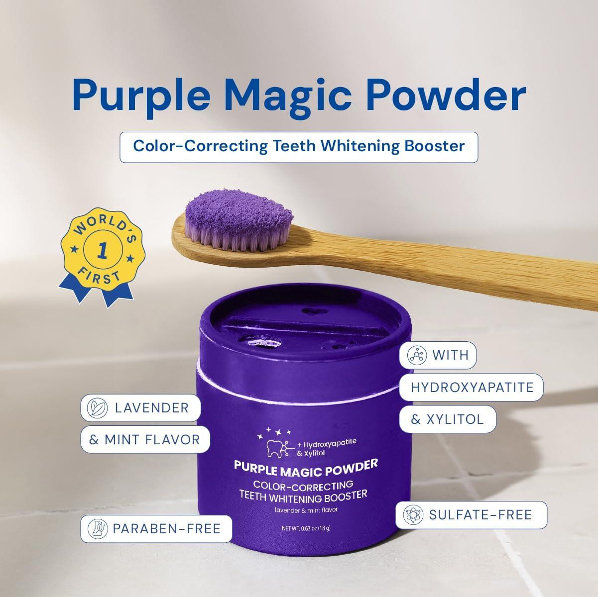imageSNOW Purple Magic Powder  Purple Teeth Whitening Powder Color Correcting with Hydroxyapatite Stain Removal Color Corrector and Toothpaste Booster  18g