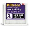 imageFiltrete 20x20x1 AC Furnace Air Filter MERV 12 MPR 1500 CERTIFIED asthma ampamp allergy friendly 3 Month Pleated 1Inch Electrostatic Air Cleaning Filter Pack of 2 Actual Size 1969x1969x078 inStandard Filter