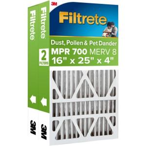 imageFiltrete 20x25x5 Air Filter MPR 700 MERV 8 Clean Living Dust Pollen and Pet Dander Reduction 3Month Pleated 5Inch Air Filters 2 Filters159 x 43 x 256