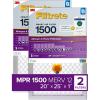 imageFiltrete 20x25x1 AC Furnace Air Filter MERV 12 MPR 1500 CERTIFIED asthma ampamp allergy friendly 3 Month Pleated 1Inch Electrostatic Air Cleaning Filter 2Pack Actual Size 19719x24688x078 in20x25x1