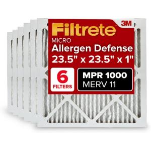imageFiltrete 16x20x1 AC Furnace Air Filter MERV 11 MPR 1000 Micro Allergen Defense 3Month Pleated 1Inch Electrostatic Air Cleaning Filter 6 Pack Actual Size 1569 x 1969 x 081 in235x235x1
