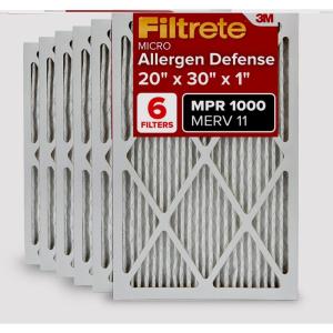 imageFiltrete 16x20x1 AC Furnace Air Filter MERV 11 MPR 1000 Micro Allergen Defense 3Month Pleated 1Inch Electrostatic Air Cleaning Filter 6 Pack Actual Size 1569 x 1969 x 081 in20x30x1