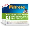 imageFiltrete 14x14x1 AC Furnace Air Filter MERV 8 MPR 700 Tough on Pollen Easy on Airflow 3Month Pleated 1Inch Electrostatic Air Cleaning Filter 4Pack Actual Size 13688 x 13688 x 078 in 