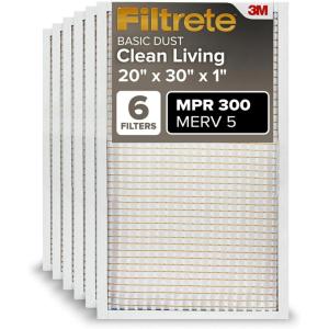 imageFiltrete 18x24x1 AC Furnace Air Filter MERV 5 MPR 300 Capture Unwanted Particles 3Month Pleated 1Inch Electrostatic Air Cleaning Filter 6Pack Actual Size1781x2381x081 in20 x 30 x 1
