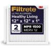 imageFiltrete 12x12x1 AC Furnace SMART Air Filter MERV 12 MPR 1500 Track Filter Life With Bluetooth Enabled Sensor CERTIFIED asthma ampamp allergy friendly 2Pack Actual Size 1184x1184x1 in12x12x1