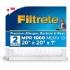 imageFiltrete 20x20x1 AC Furnace Air Filter MERV 13 MPR 1900 Premium Allergen Bacteria ampamp Virus Filter 3Month Pleated 1Inch Electrostatic Air Cleaning Filter 2Pack Actual Size 1969x1969x078 in20x20x1