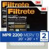 imageFiltrete 20x20x1 AC Furnace Air Filter MERV 13 MPR 2200 Elite Allergen Bacteria ampamp Virus Filter 3Month Pleated 1Inch Electrostatic Air Cleaning Filter 2Pack Actual Size 19719x19719x078 inStandard Filter