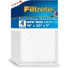 imageFiltrete 20x25x1 AC Furnace Air Filter MERV 13 MPR 1900 Premium Allergen Bacteria ampamp Virus Filter 3Month Pleated 1Inch Electrostatic Air Cleaning Filter 4Pack Actual Size 1969x2469x078 inWhite