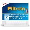 imageFiltrete 20x30x1 AC Furnace Air Filter MERV 13 MPR 1900 Premium Allergen Bacteria ampamp Virus Filter 3Month Pleated 1Inch Electrostatic Air Cleaning Filter 2Pack Actual Size 1981x2981x078 in12x12x1