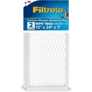 imageFiltrete 12x24x1 Smart Air Filter MPR 1900 MERV 13 1Inch Premium Allergen Bacteria and Virus Air Filters for ACs and Furnaces 2 Filters12x24x1