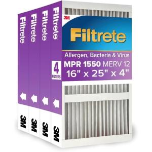 imageFiltrete 16x25x4SlimFit AC Furnace Air Filter MPR 1550 DP Healthy Living Ultra Allergen Deep Pleat 2Pack Fits Lennox ampamp Honeywell Devices exact dimensions 155 x 245 x 375