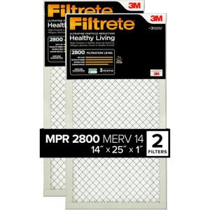 imageFiltrete 20x25x1 Air Filter MPR 2800 MERV 14 Healthy Living Ultrafine Particle Reduction 3Month Pleated 1Inch Air Filters 2 Filters14x25x1