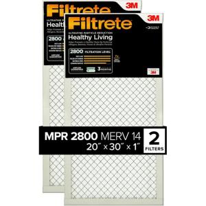 imageFiltrete 20x25x1 Air Filter MPR 2800 MERV 14 Healthy Living Ultrafine Particle Reduction 3Month Pleated 1Inch Air Filters 2 Filters20x30x1