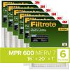 imageFiltrete 14x14x1 Air Filter MPR 600 MERV 7 Clean Living Dust Reduction 3Month Pleated 1Inch Air Filters 6 FiltersWhite