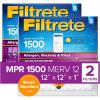 imageFiltrete 12x12x1 Smart Replenishable AC Furnace Air Filter MPR 1500 Allergen Bacteria ampamp Virus 2Pack exact dimensions 1184 x 1184 x 1