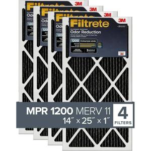 imageFiltrete 14x25x1 Air Filter MPR 1200 MERV 11 Allergen Defense Odor Reduction 3Month Pleated 1Inch Air Filters 6 Filters