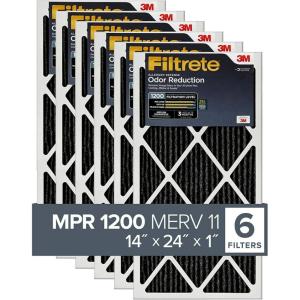 imageFiltrete 20x20x1 Air Filter MPR 1200 MERV 11 Allergen Defense Odor Reduction 3Month Pleated 1Inch Air Filters 6 Filters14x24x1
