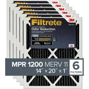 imageFiltrete 20x20x1 Air Filter MPR 1200 MERV 11 Allergen Defense Odor Reduction 3Month Pleated 1Inch Air Filters 6 Filters198 x 08 x 138
