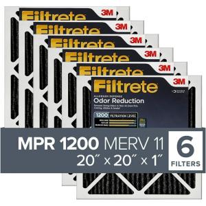 imageFiltrete 20x20x1 Air Filter MPR 1200 MERV 11 Allergen Defense Odor Reduction 3Month Pleated 1Inch Air Filters 6 Filters20x20x1