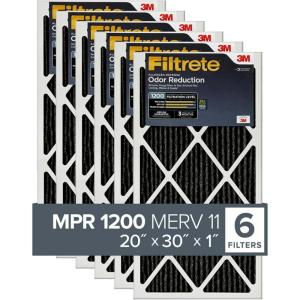 imageFiltrete 20x20x1 Air Filter MPR 1200 MERV 11 Allergen Defense Odor Reduction 3Month Pleated 1Inch Air Filters 6 Filters20x30x1