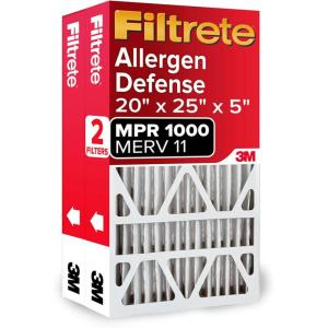 imageFiltrete 20x25x5 AC Furnace Air Filter MPR 1000 MERV 11 Fits Lennox Devices Allergen Defense Electrostatic Air Cleaning Filter 2Pack actual size 1963 x 2475 x 431 in