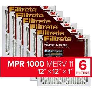 imageFiltrete AD106PK2E 12x12x1 AC Furnace Air Filter MPR 1000 Micro Allergen Defense 6Pack 6 Count Pack of 1 No Color