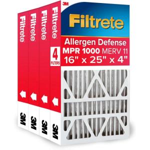 imageFiltrete Electrostatic Deep Pleat Air Filter 1000 MPR 20 in x 25 in x 4 in  4 Units per Case16x25x4