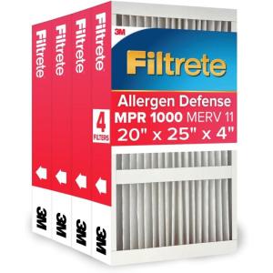 imageFiltrete Electrostatic Deep Pleat Air Filter 1000 MPR 20 in x 25 in x 4 in  4 Units per Case20x25x4