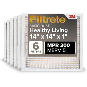 imageFiltrete 14x14x1 AC Furnace Air Filter MERV 5 MPR 300 Capture Unwanted Particles 3Month Pleated 1Inch Electrostatic Air Cleaning Filter 6Pack Actual Size1381x1381x081 in14 x 14 x 1