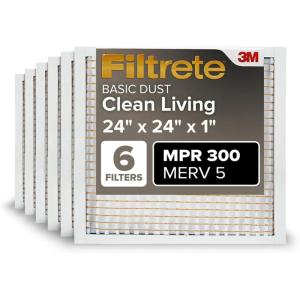 imageFiltrete 14x14x1 AC Furnace Air Filter MERV 5 MPR 300 Capture Unwanted Particles 3Month Pleated 1Inch Electrostatic Air Cleaning Filter 6Pack Actual Size1381x1381x081 in24 x 24 x 1